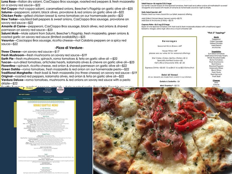 Veraci Pizza Wedgwood Menu