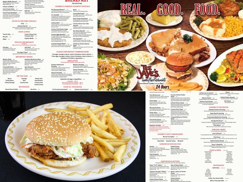 Tee Jaye's Country Place Menu