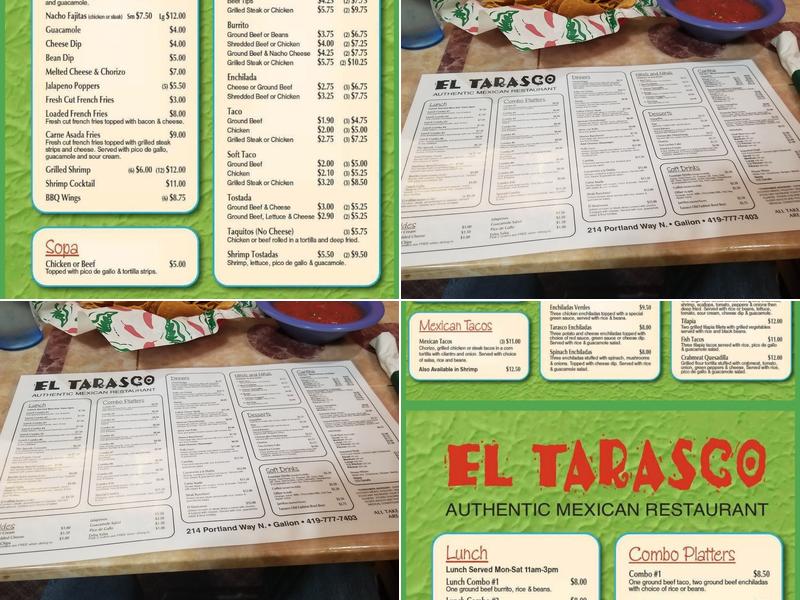 El Tarasco Mexican Restaurant Menu