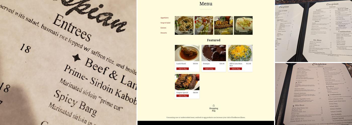 Caspian Bellevue Menu