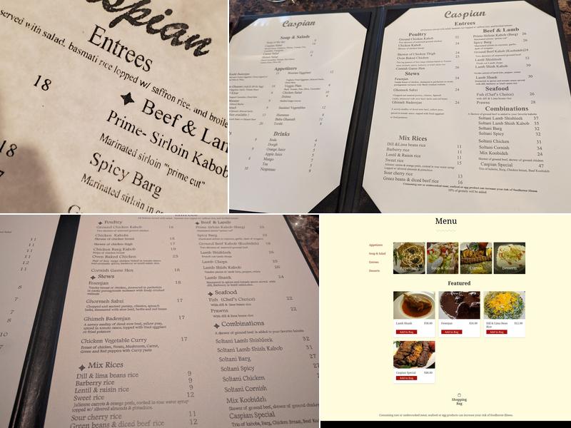 Caspian Bellevue Menu