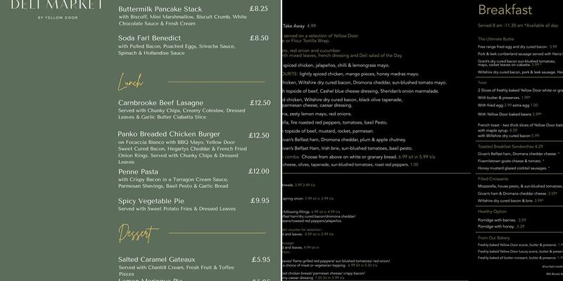 Yellow Door Deli Menu