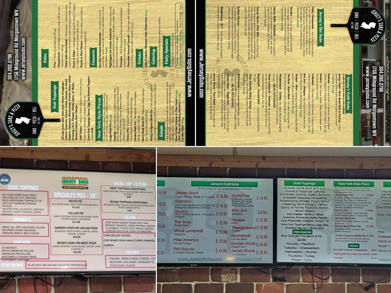 Jersey's Subs and Pizza Menu