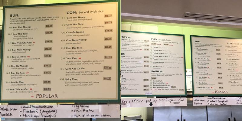 Pho Cyclo Cafe Menu