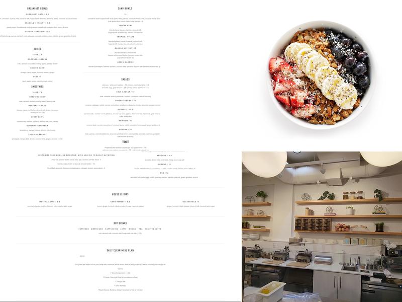 Sano Cafe Menu