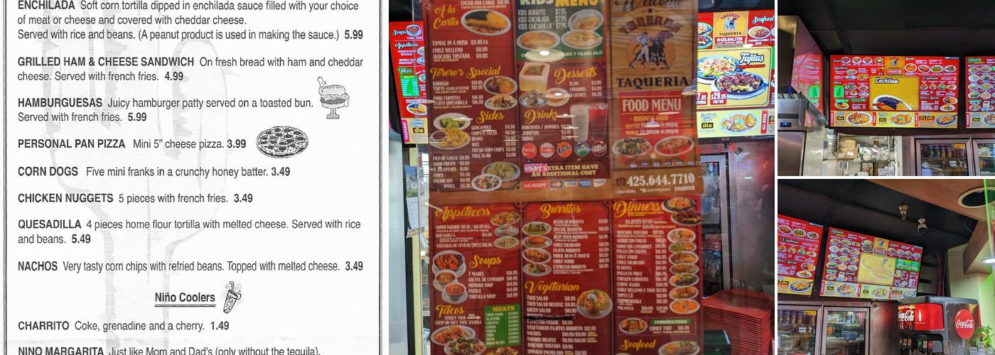 Torero's Taqueria Menu