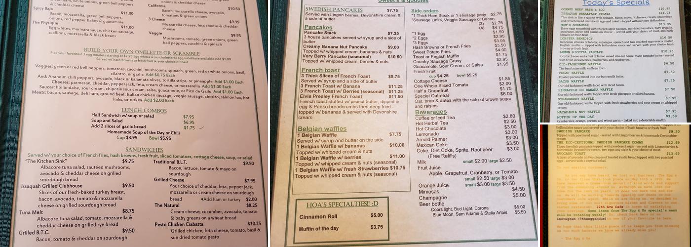 The Egg & Us Menu