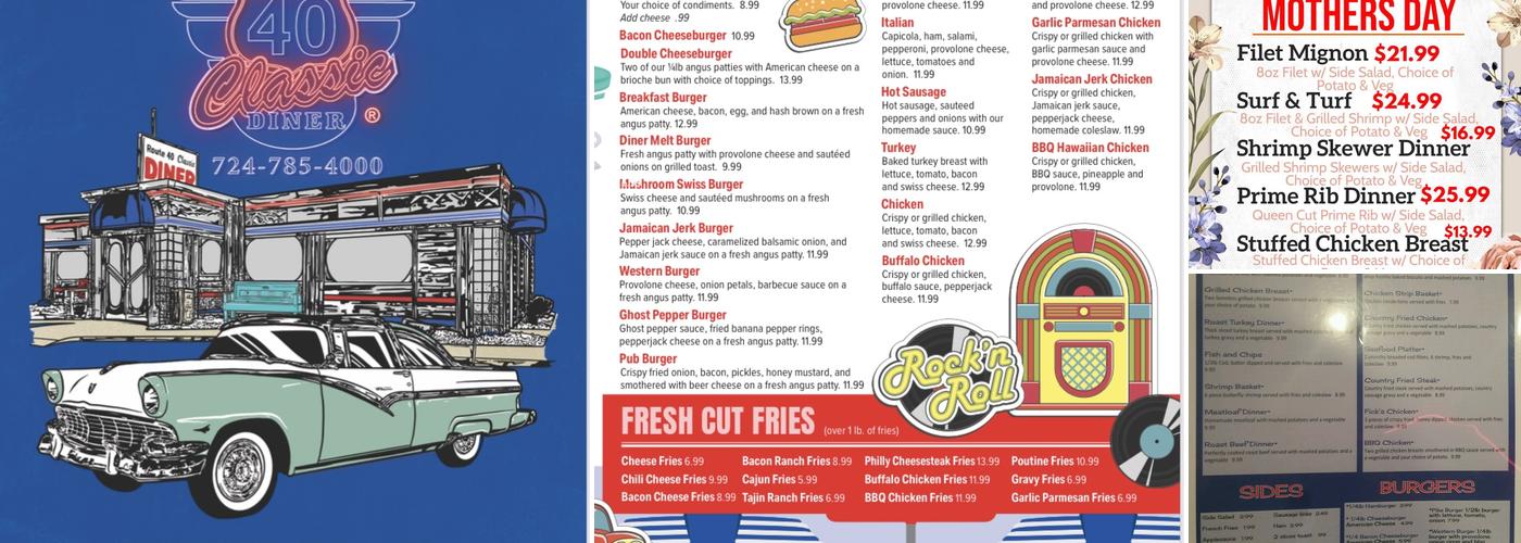 Route 40 Classic Diner Menu