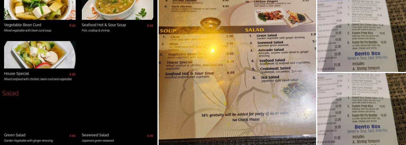 Fusion Japanese Steakhouse Menu