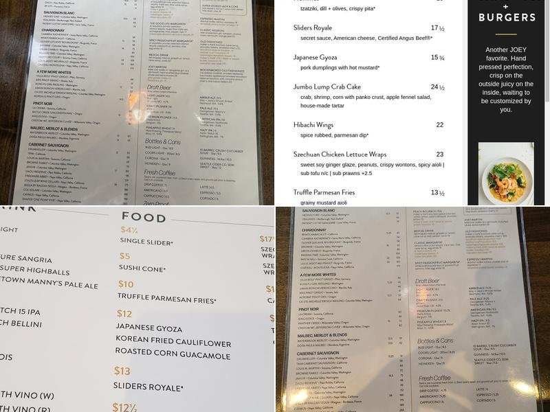 JOEY Bellevue Menu