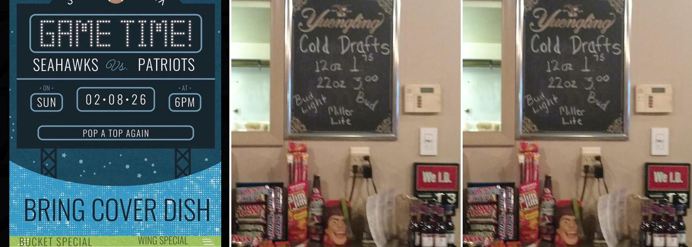 Pop A Top Tavern Menu