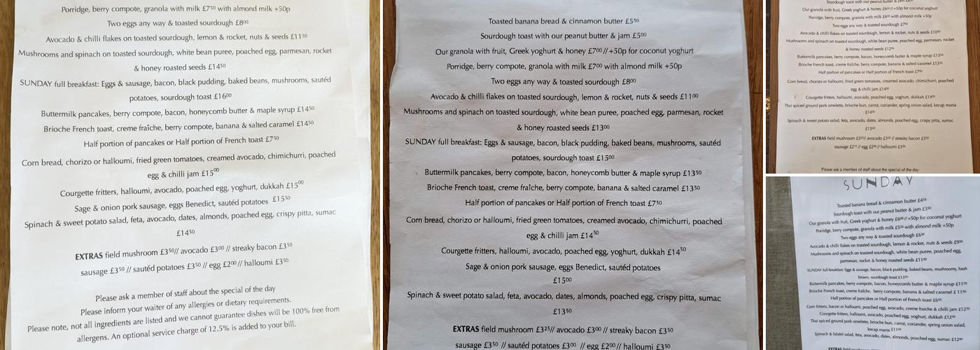 SUNDAY cafe & restaurant Menu