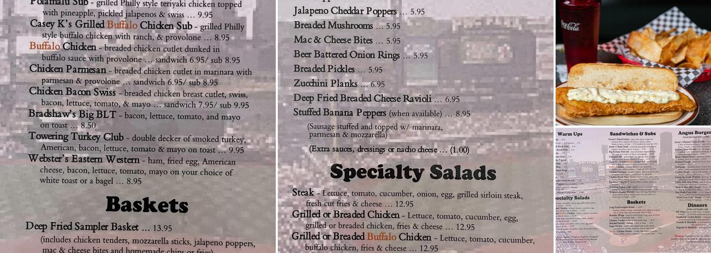 Jerseys Sports Bar and Grill Menu