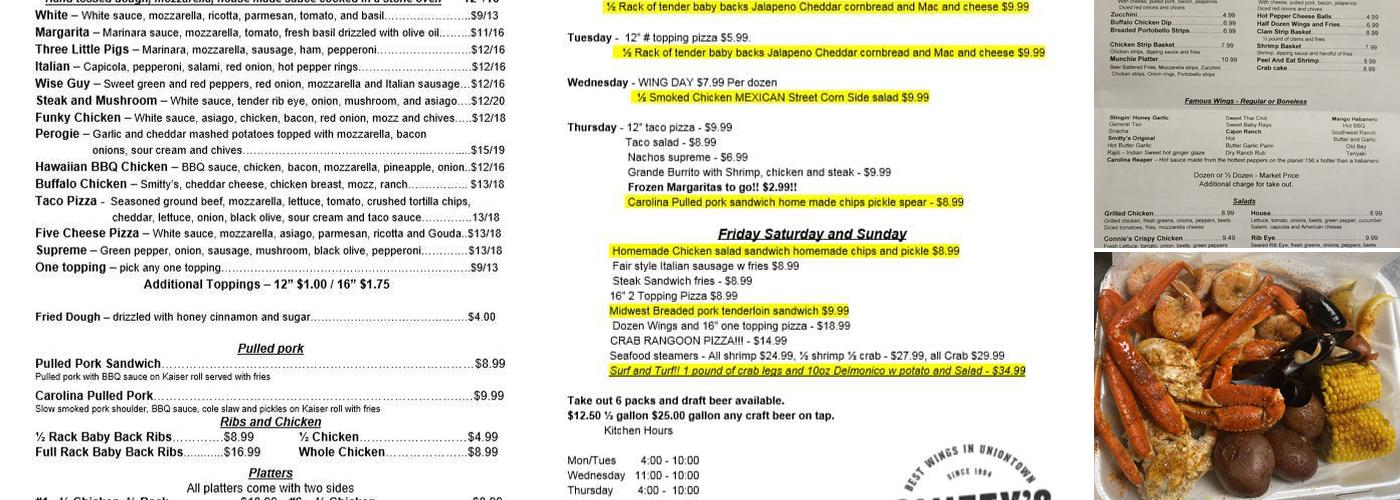 Smitty's Bar & Restaurant Menu