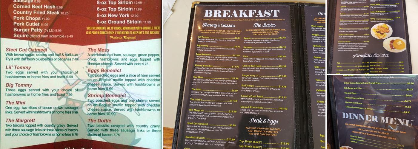 Tommy's Cafe Menu