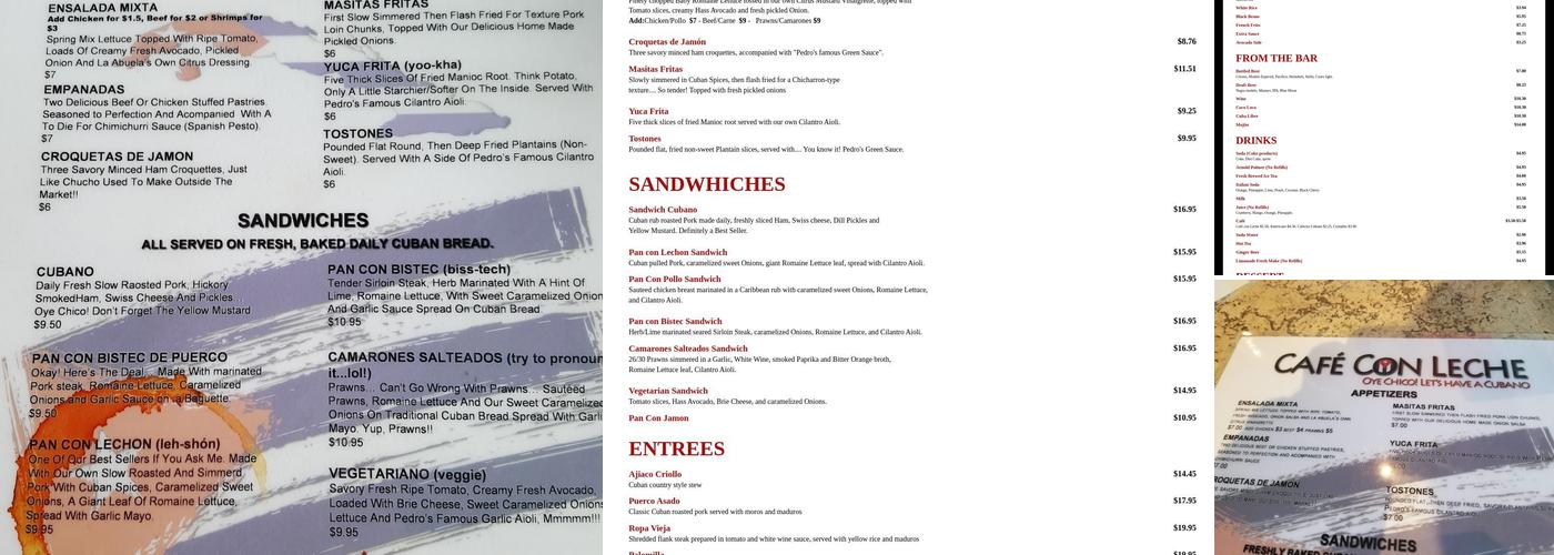 Cafe Con Leche Menu