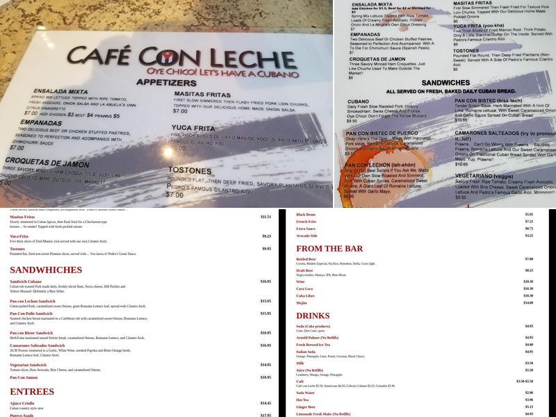 Cafe Con Leche Menu