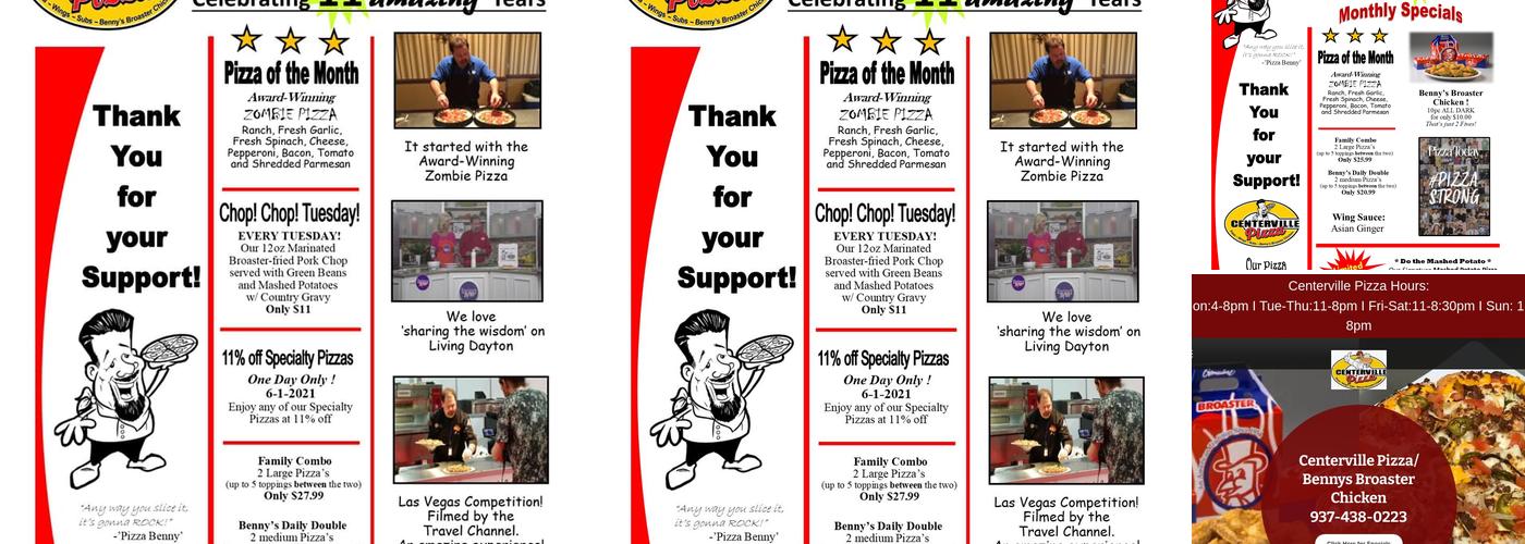 Centerville Pizza Menu