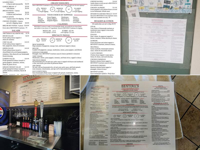 Bentino's Pizza Menu