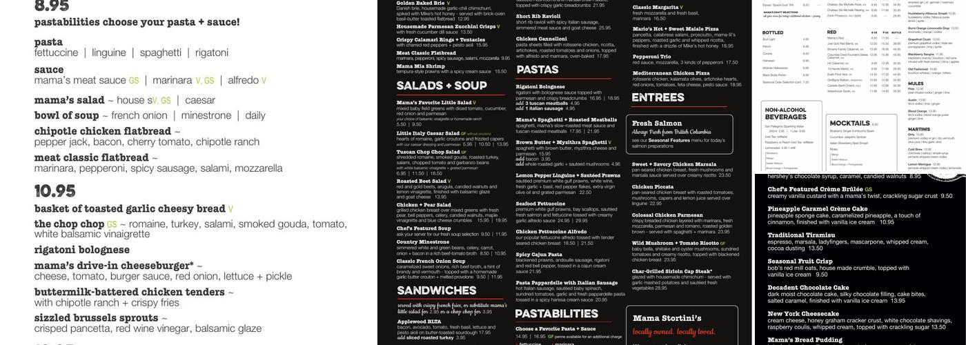 Mama Stortini's Restaurant & Bar Menu