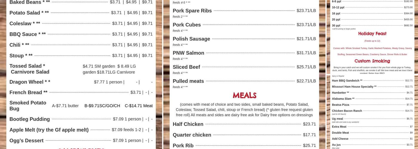 CaveMan Kitchen Menu