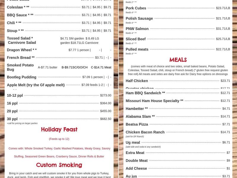 CaveMan Kitchen Menu