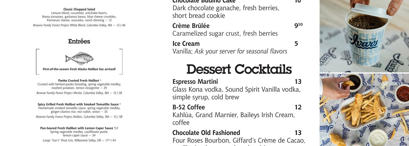 Ivar's Seafood Bar Menu