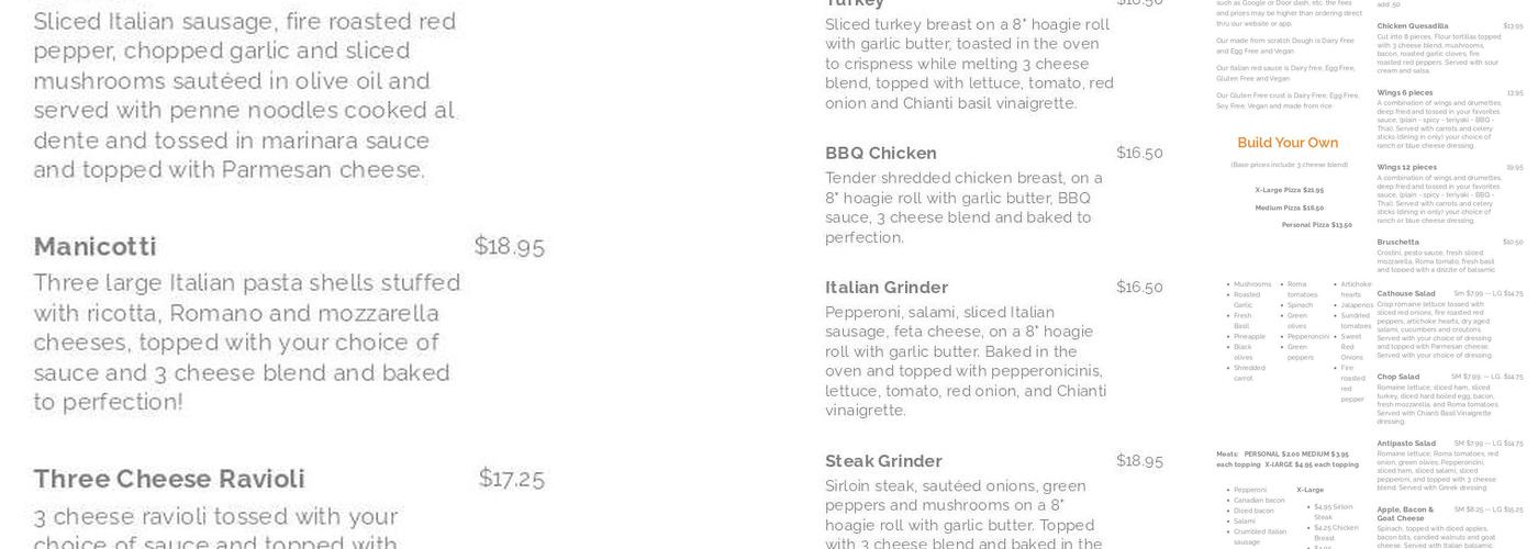 Cathouse Pizza Menu
