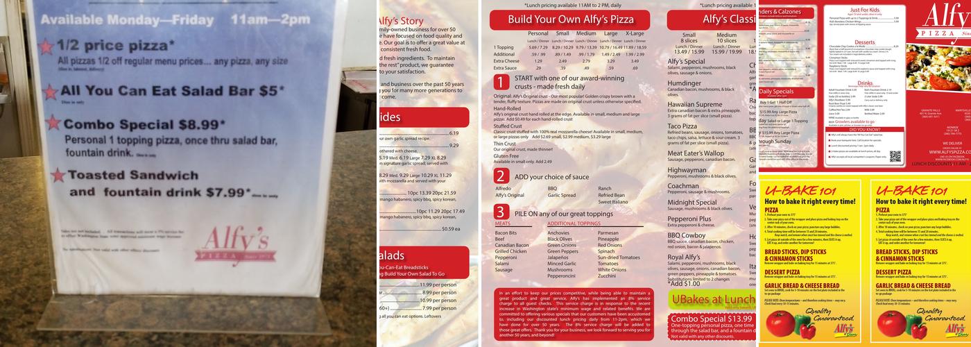 Alfy's Pizza Menu