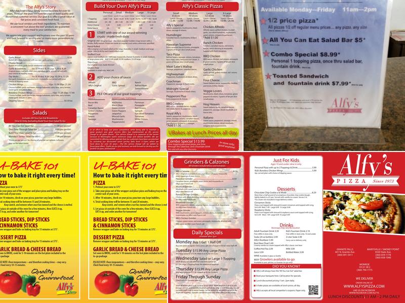 Alfy's Pizza Menu