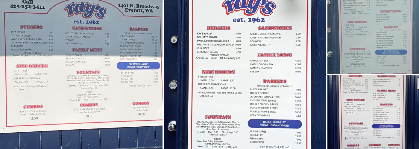 Ray's Drive In Menu