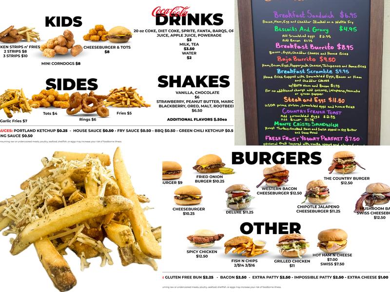 Country Burger Menu