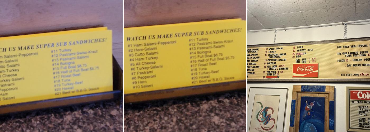 Sub Shop Menu