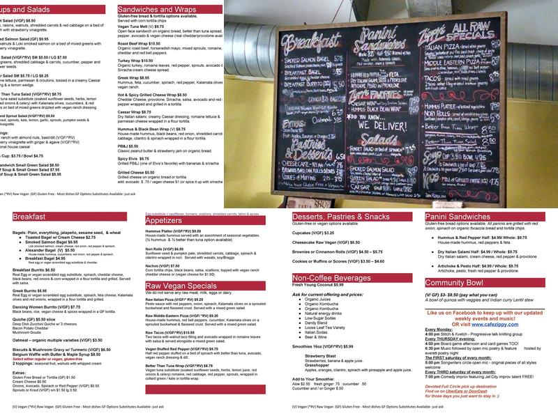 Cafe Zippy Menu