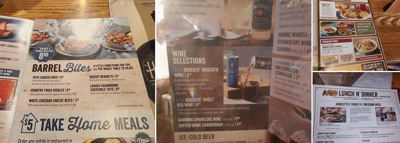 Cracker Barrel Old Country Store Menu