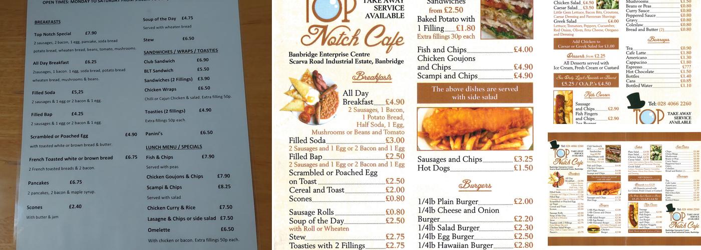 Top Notch Cafe Menu