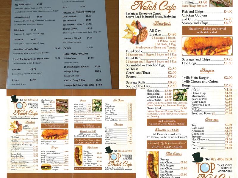 Top Notch Cafe Menu