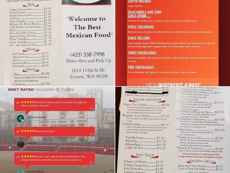 Tacos Faenas Menu