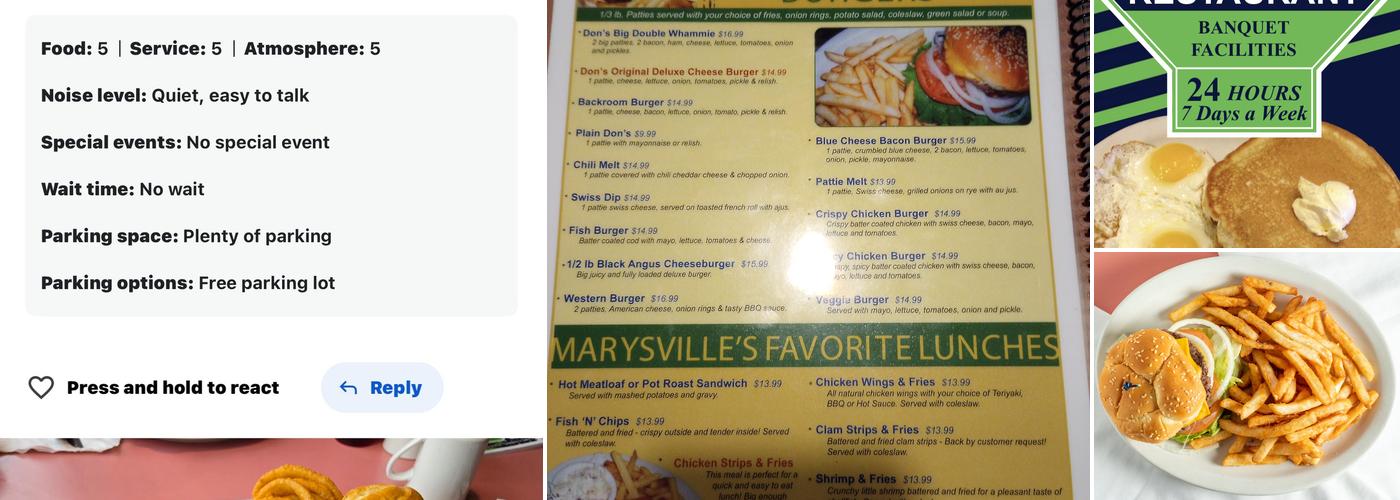 Dons Restaurant Menu