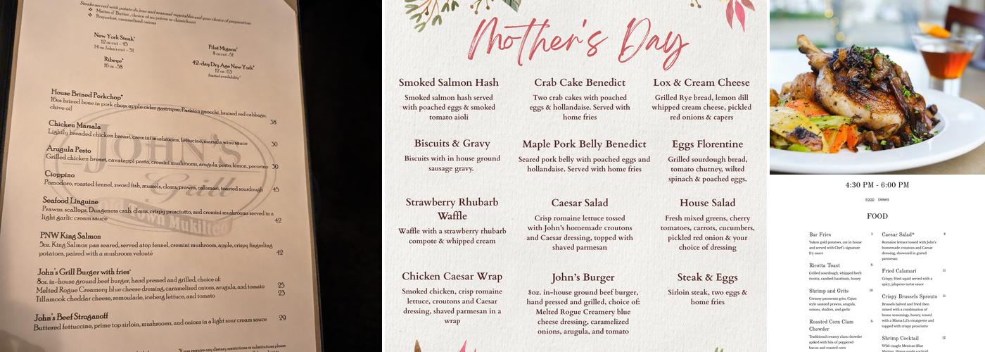 John's Grill Menu