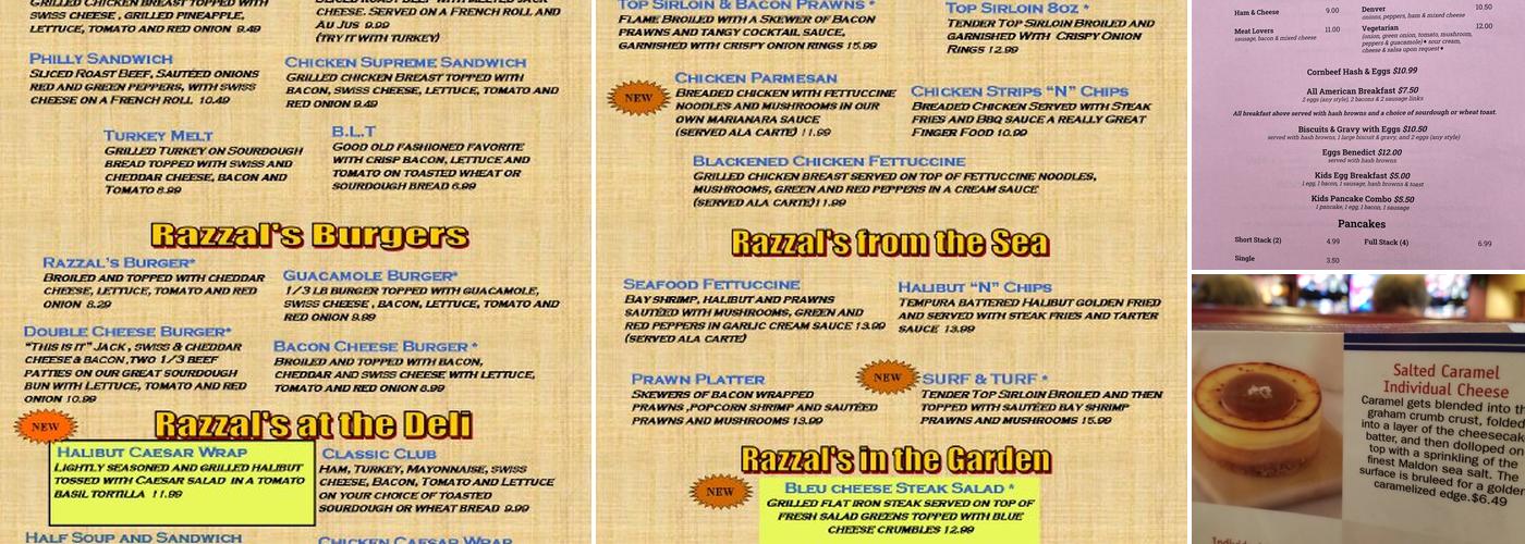 Razzals Bar & Grill Menu