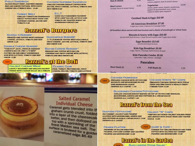 Razzals Bar & Grill Menu