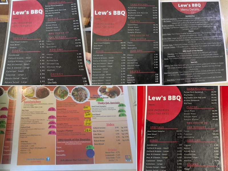 Lew's BBQ Menu