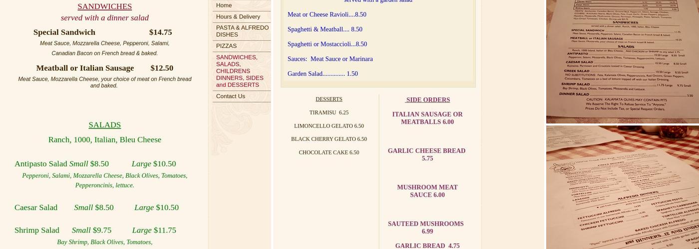 Angelo's Pizza & Pasta House Menu