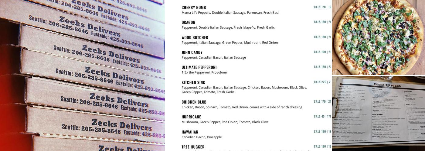 Zeeks Pizza Menu