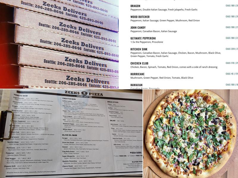 Zeeks Pizza Menu