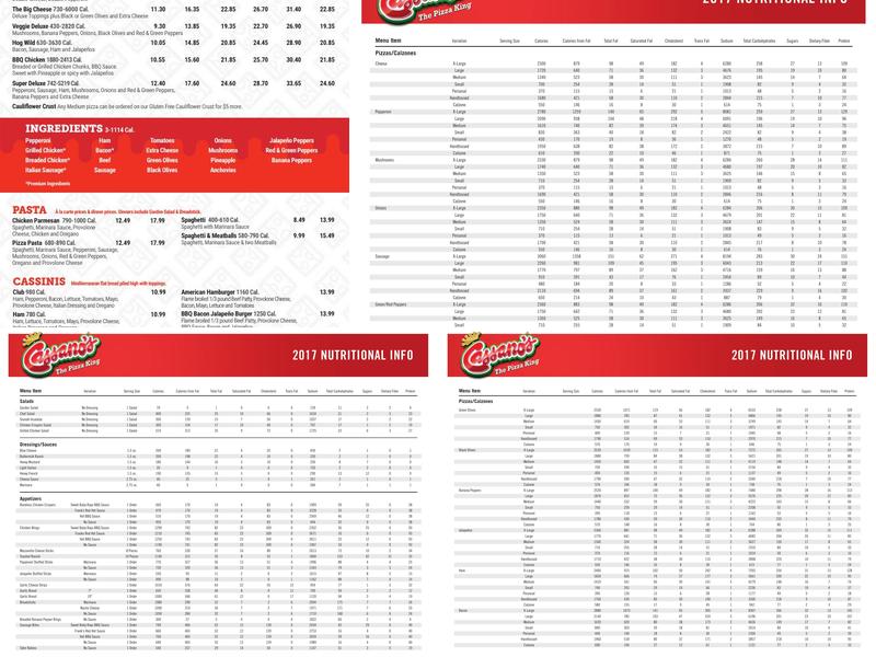 Cassano's Pizza King Menu