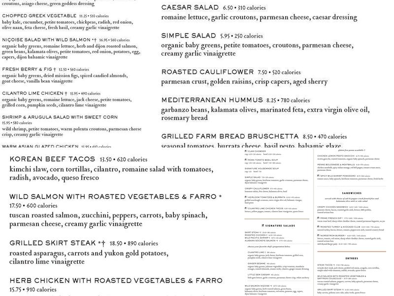 Ruscello Menu