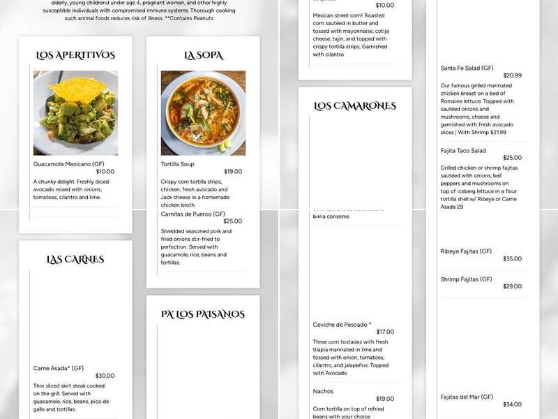 Santa Fe Mexican Grill Menu