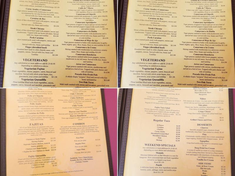 Casa Durango Menu